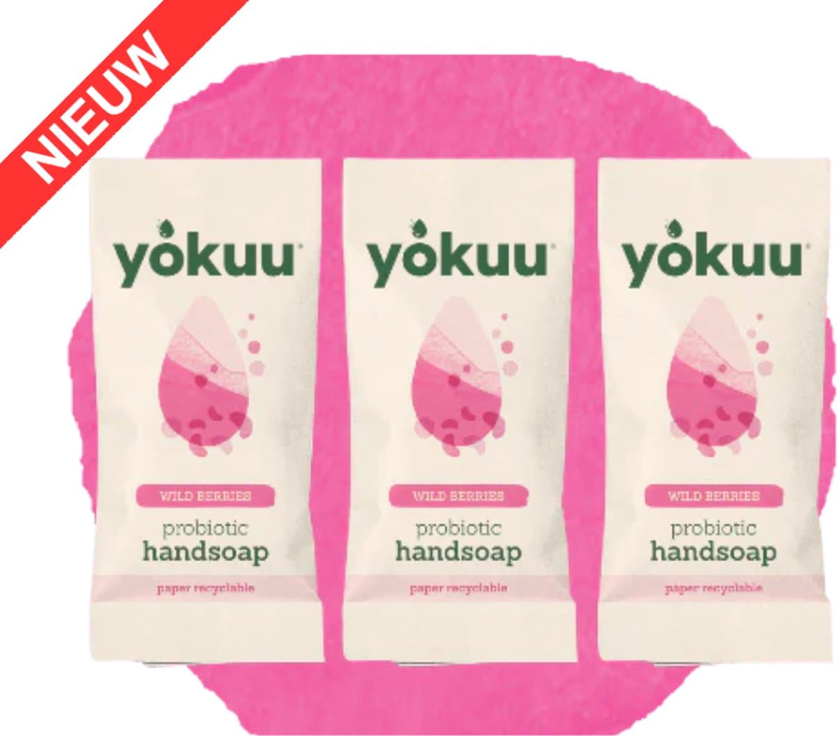 YOKUU Probiotische Vegan Handzeep – Wilde Bessen Geur – Navulling met 3 Parels – Schuimende Waterloze Zeep