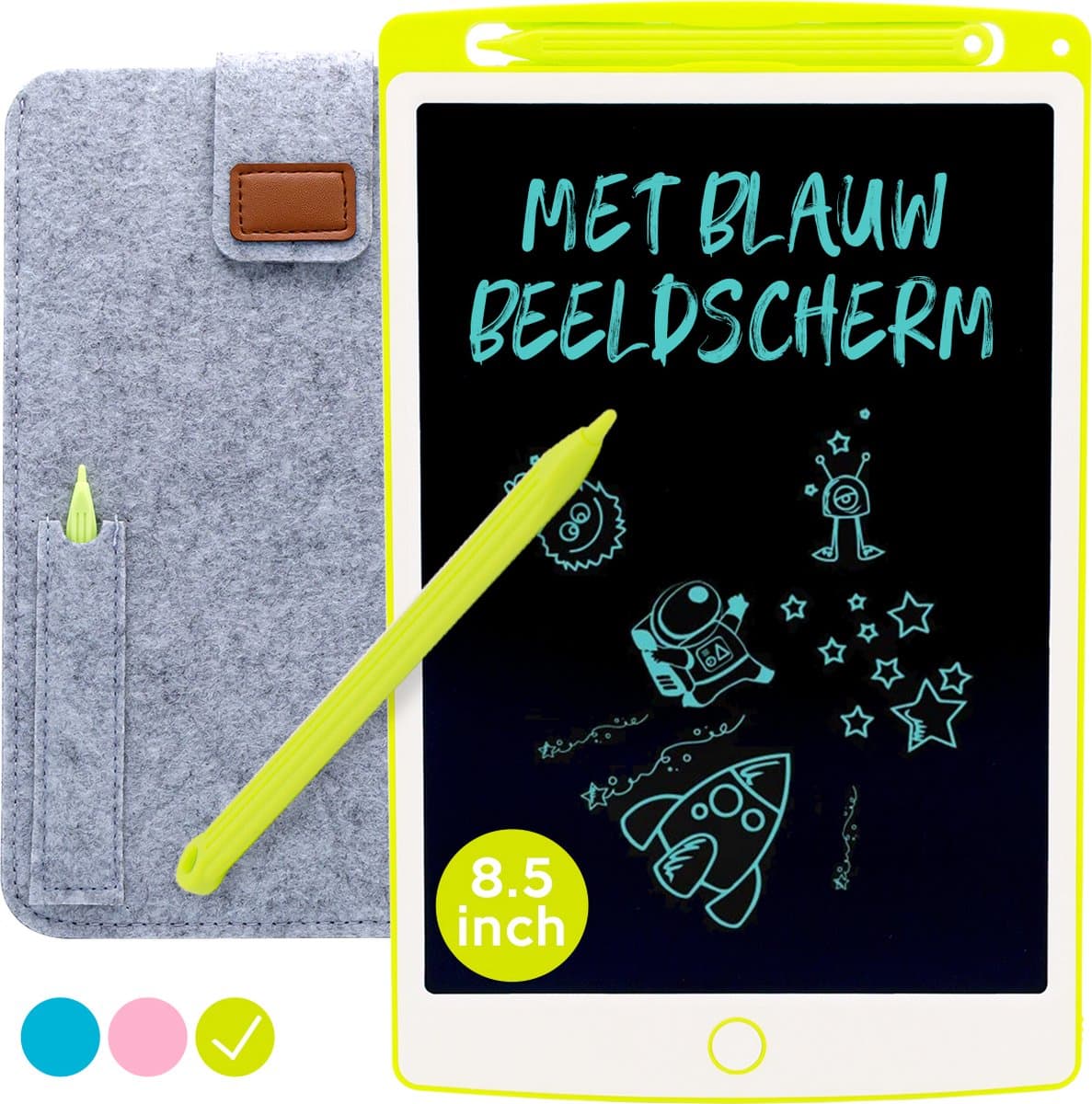 LCD Tekenbord "Groen" 8.5 inch - Interactief Speelgoed - Kadootjes - Kado - Kindertablet - Cadeautjes - Teken Pad - Schrijftablet - Speelgoed - Educatief - Tekenblok Kinderen - Cadeau Jongens - Kinderspeelgoed 3 Jaar - 4 Jaar - 5 Jaar - 6 Jaar