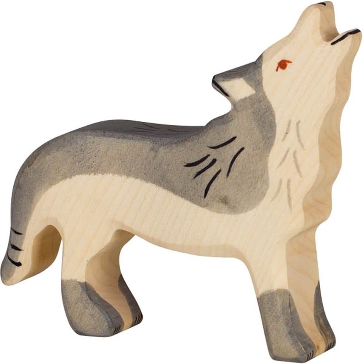 HOLZTIGER Bosdieren - Wolf Huilend - 11X2X11Cm - Houten Figuur - Handgemaakt