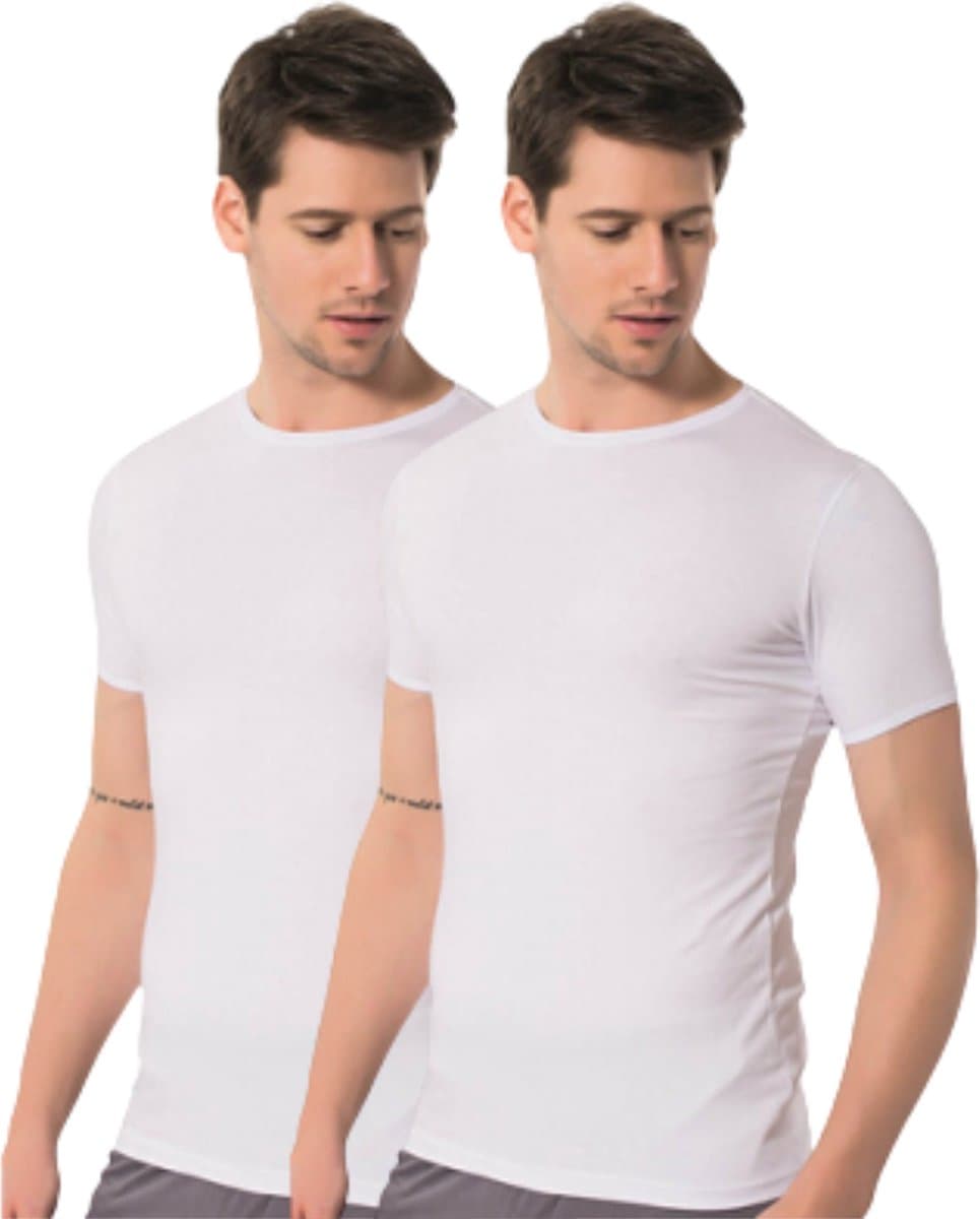 2 Pack DONEX® T-shirt - 100% Katoen - Wit - Maat XXL