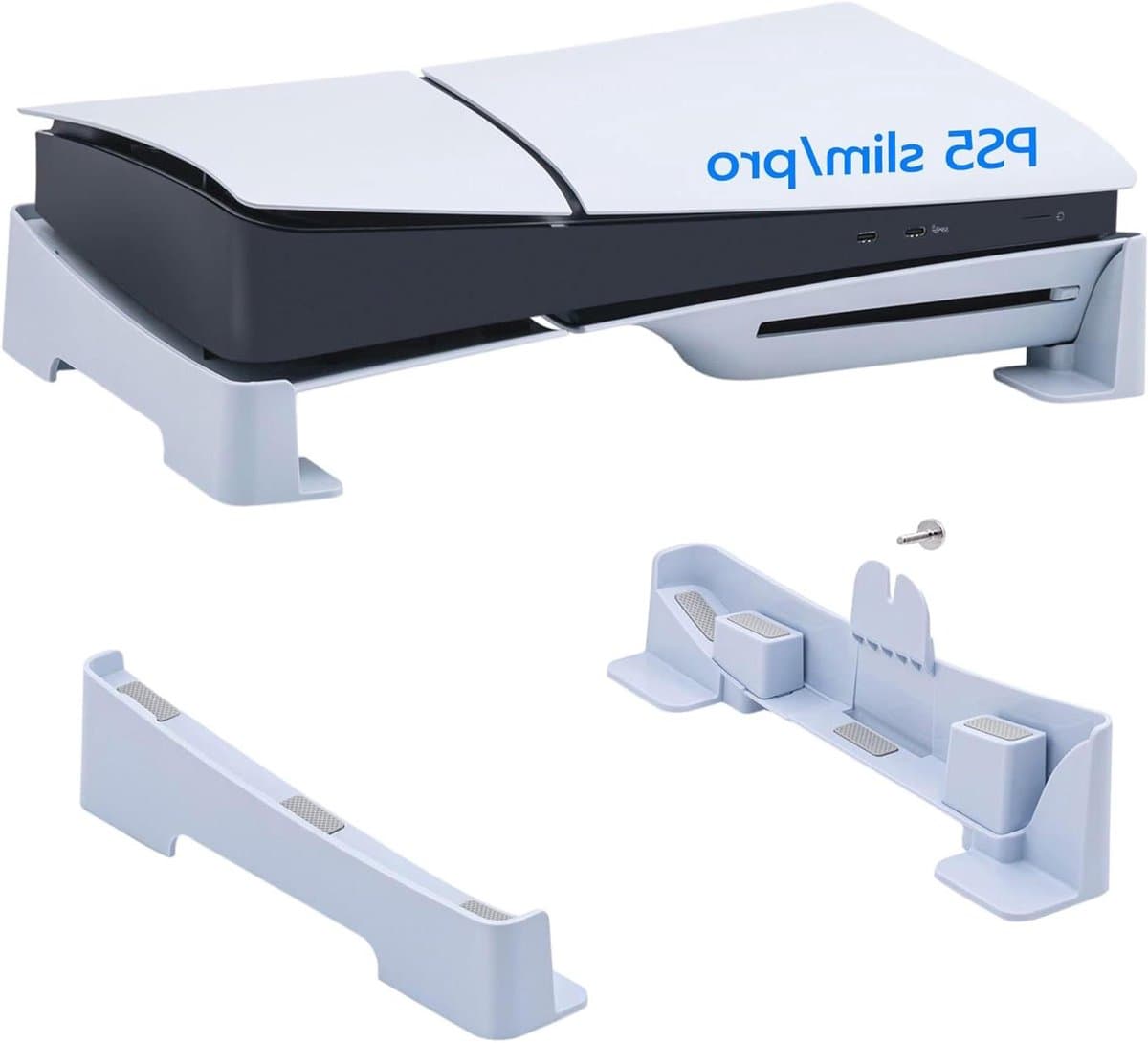 Horizontal Stand Support Dissipation Base Stand for Playstation 5 Slim Disc and Digital Edition Console - White