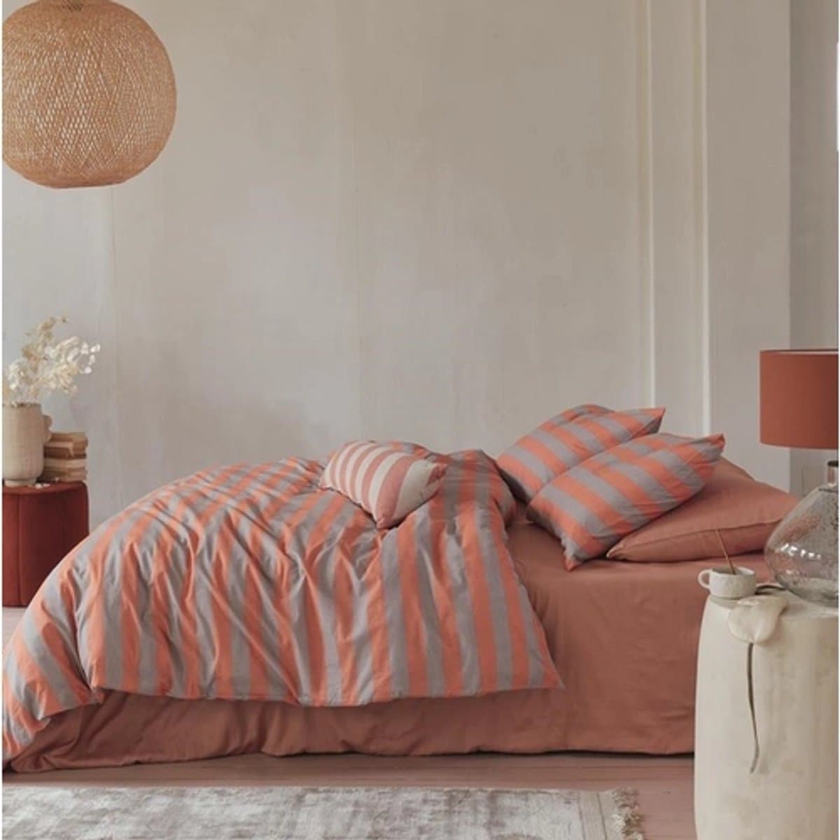 Bettwäsche VT Wonen Bold Stripe Peach Baumwolle-135 x 200 cm
