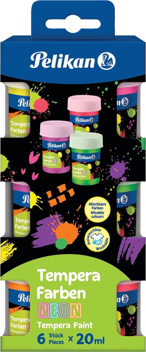 Pelikan schoolplakkaatverf Neon - 6x20 ml - 6 kleuren