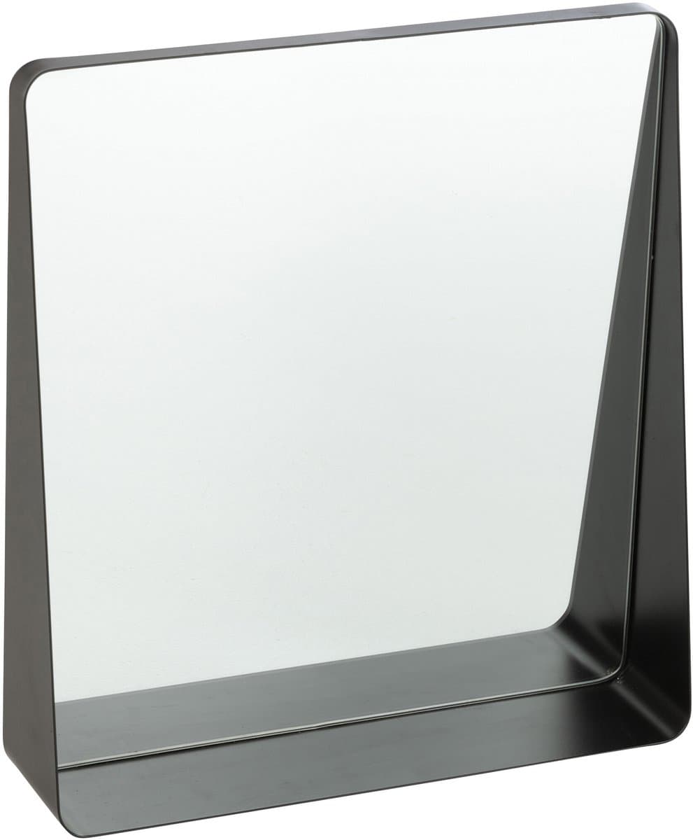 J-Line spiegel Vierkant - metaal/glas - zwart - 38 x 41 cm