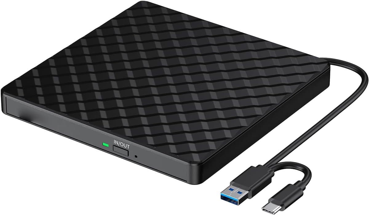 Externe CD DVD Speler en Brander - USB 3.0 & USB-C - Compatibel met Windows 11/10/8.1/7, Mac OS, Linux - Draagbare DVD Drive voor Laptop, MacBook, PC en Desktop