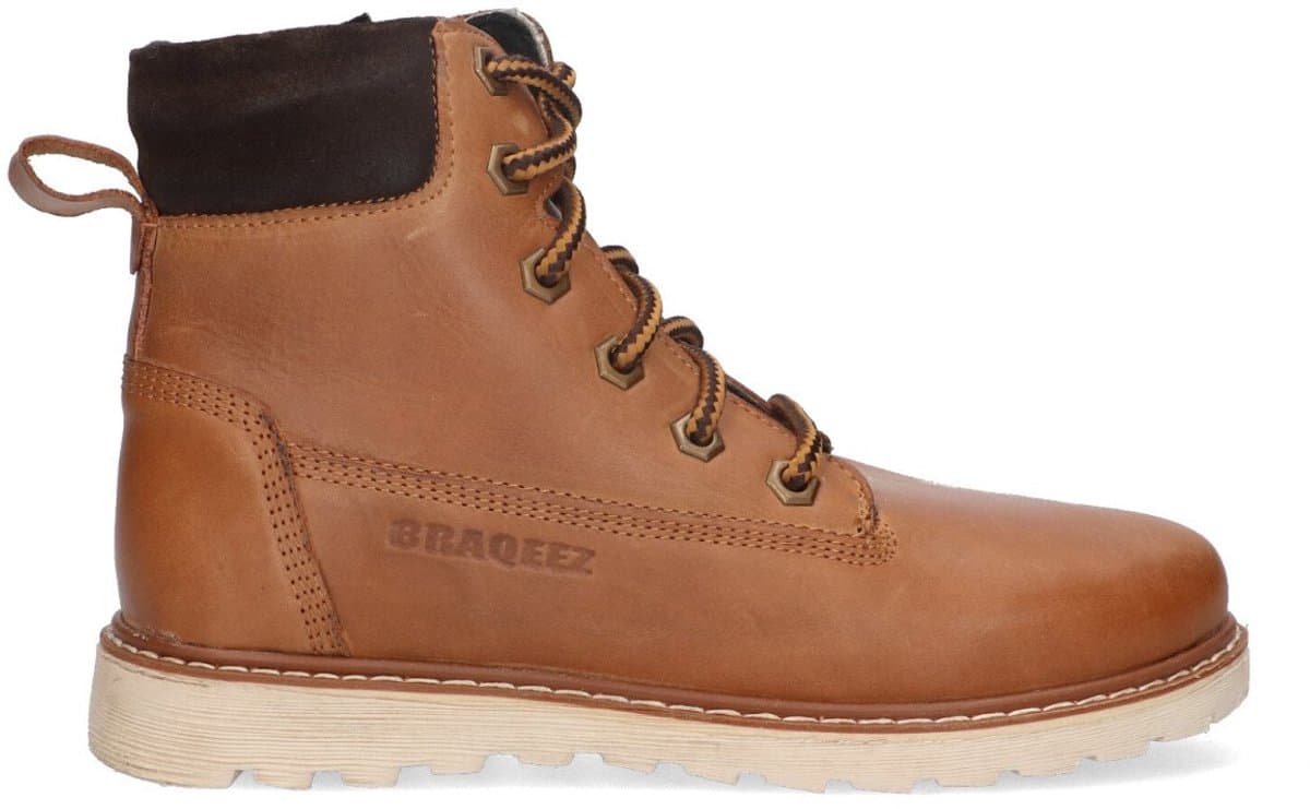 Braqeez 424580-T513 Jongens Veterboots - Bruin - Leer - Veters