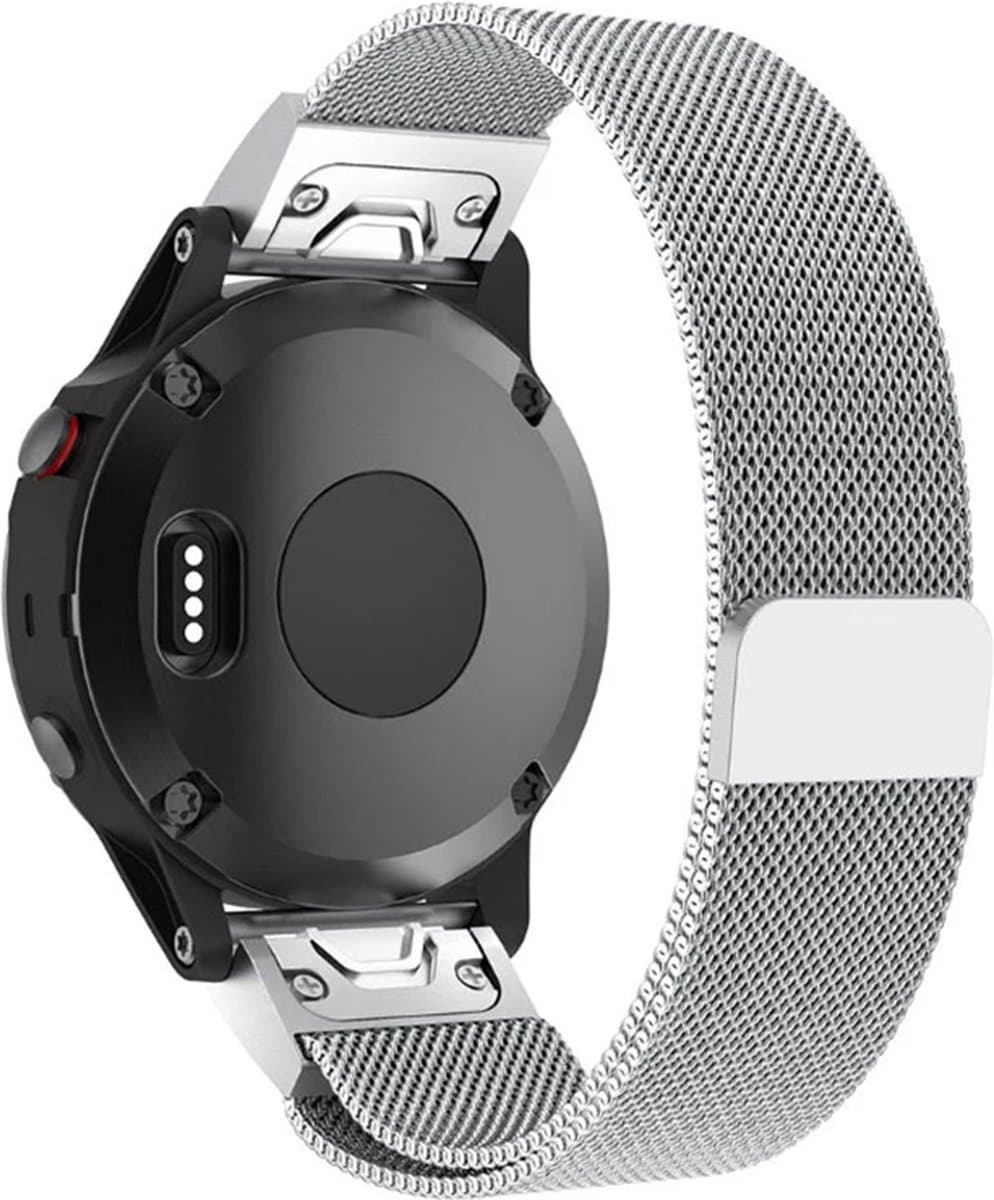 Quick Fit milanese horlogeband Garmin Fenix 5s/5splus zilver magneetsluiting 22mm