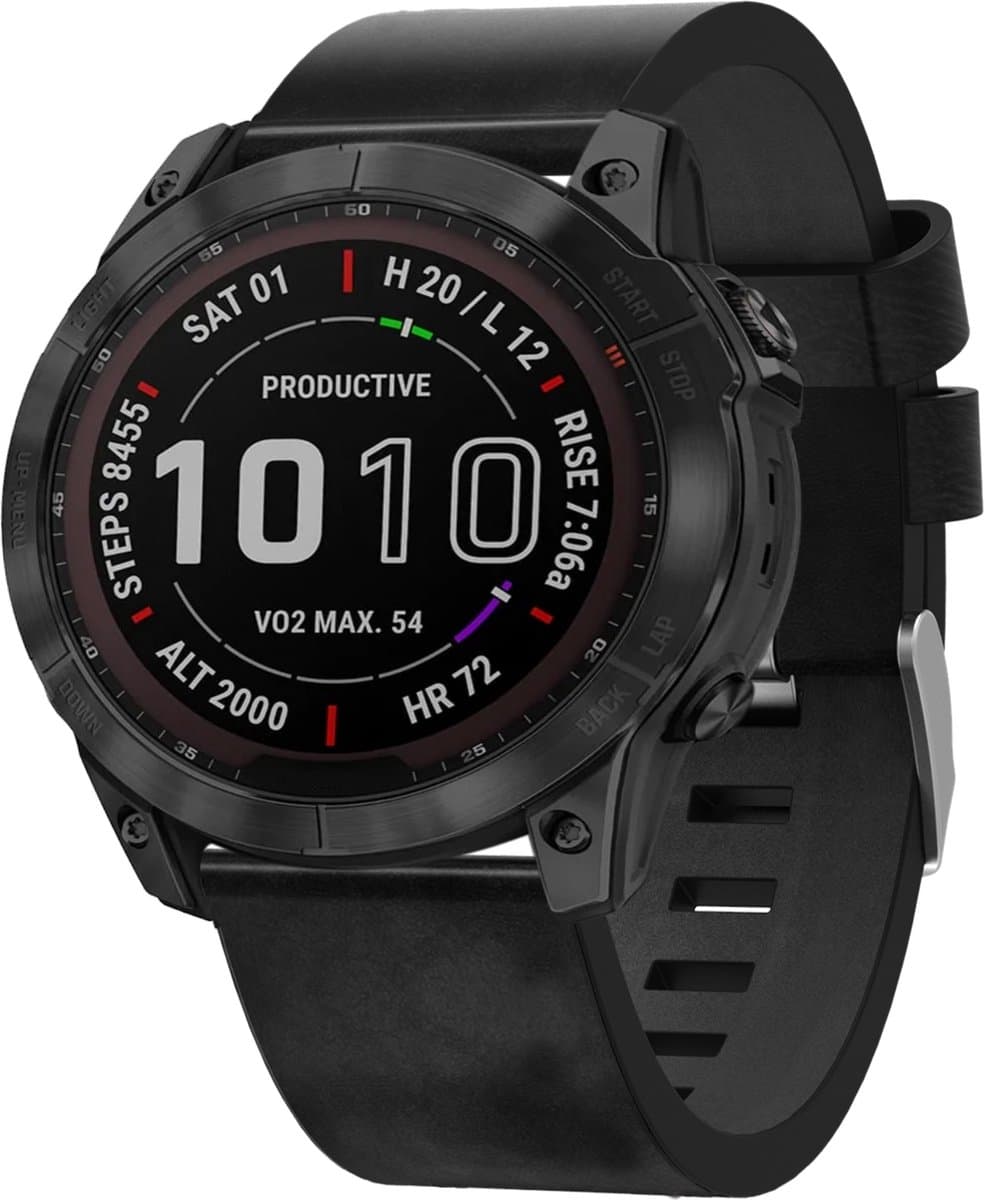 By Qubix - Geschikt voor Garmin bandje - 26mm Quickfit - Leren bandje - Zwart - Geschikt voor Garmin Epix Pro Gen 2 (51mm) / Quatix 7X / 6X & Tactix 7 (pro)