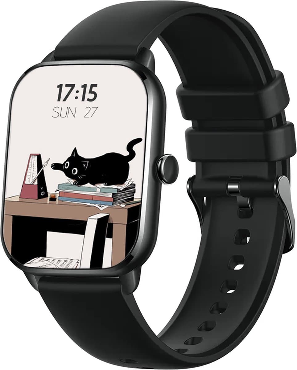 New MineralBlack Quint Smartwatch - Full HD Touchscreen 1.9" - Met Belfunctie - Smartwatch Unisex - iOS en Android - Stappenteller en Hartslagmeter - Lange Batterijduur - Nederlandstalig