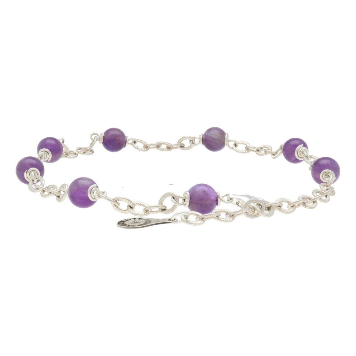 Bela Donaco - Enkelbandje Wrap Wire B6 – Amethist – Sterling Zilver