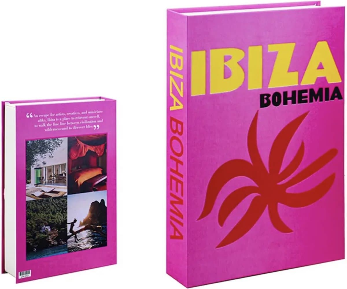 KimDo - Opberg boek - Ibiza Bohemia - Roze- Opbergbox - Opbergdoos - Decoratie woonkamer - Boeken - Nep boek - Opbergboek