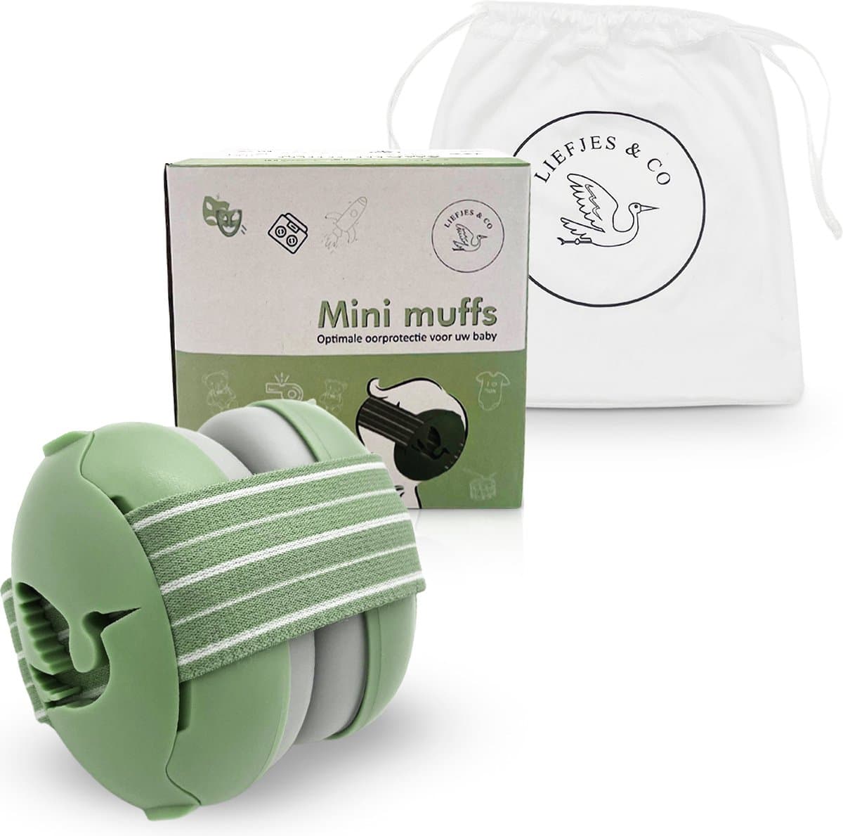 Liefjes & Co Baby - Verstelbaar Gehoorbescherming Voor Baby - Peuter - Kind - 23 dB - Groen
