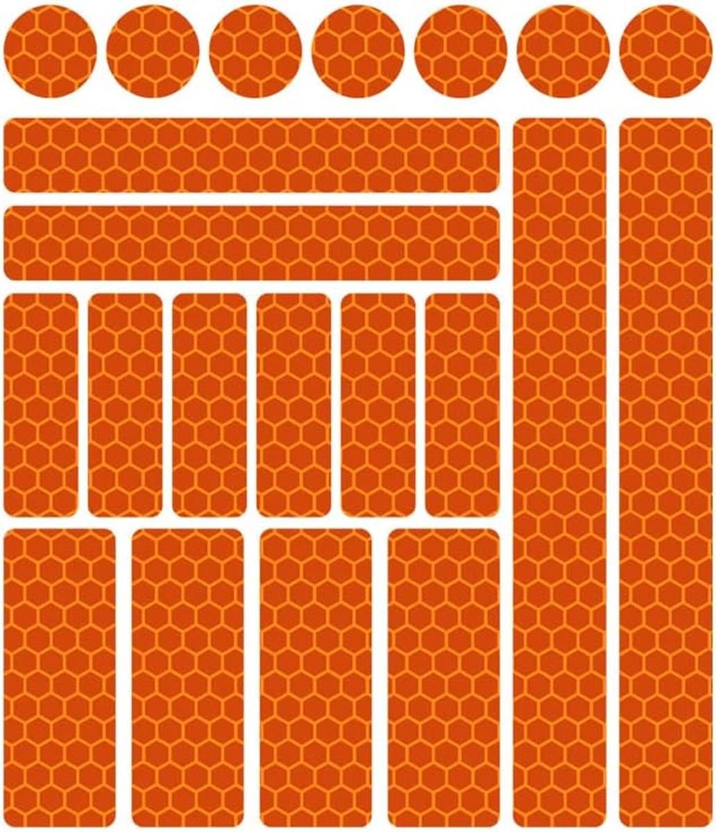 Fietsreflector - Reflecterende Veiligheids stickers Oranje/Rood - Reflectie tape voor in het verkeer - Maak wandelwagens, koffers, buggy's, skelters, helms, fietsen etc goed zichtbaar in het donker.