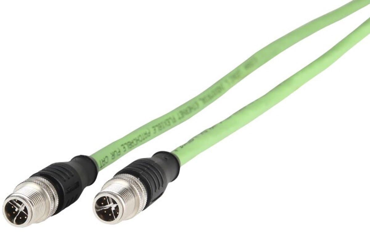 Metz Connect 142M2X11010 M12 Netwerkkabel, patchkabel CAT 6A S/FTP 1.00 m Groen PUR-mantel, Zuurbestendig, Ozonbestendi