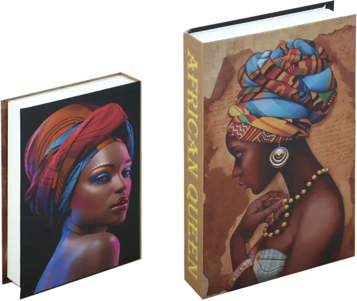 KimDo - Opberg boek - Afrika Queen - Bruin - Opbergbox - Opbergdoos - Decoratie woonkamer - Boeken - Nep boek - Opbergboek