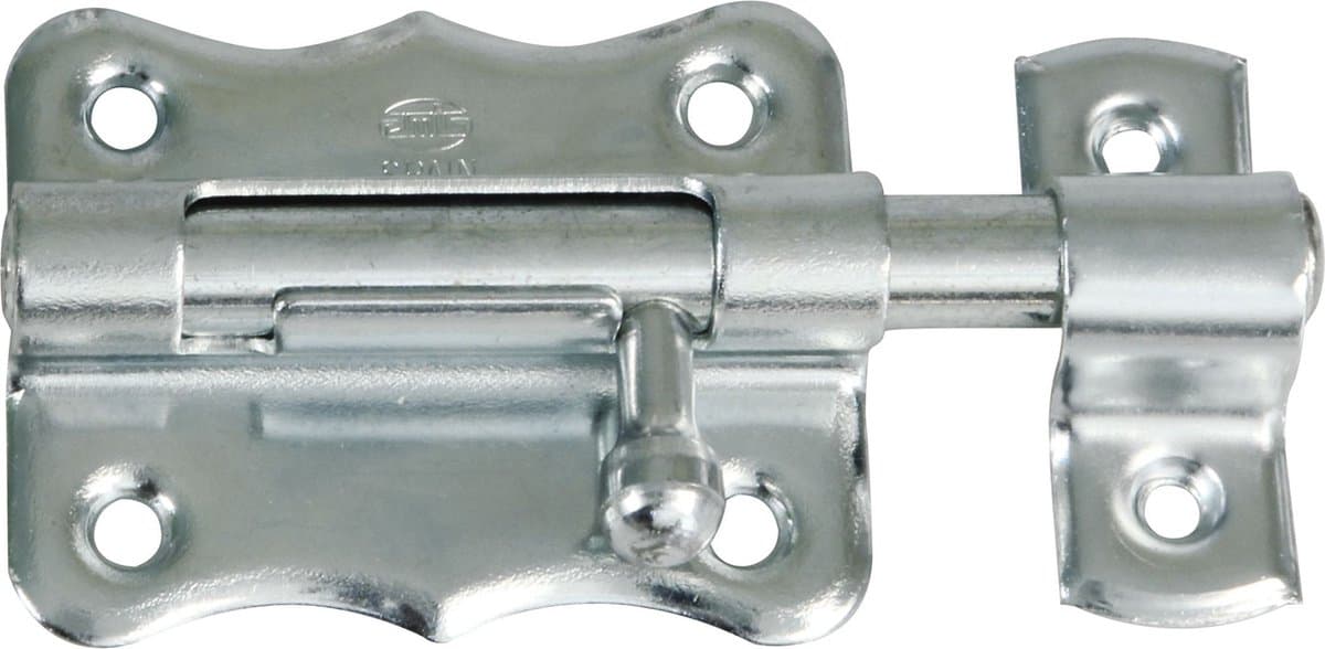 Amig stalen schuifslot/plaatgrendel - 4 x 3.8 cm - verzinkt - zilver - deur - poort