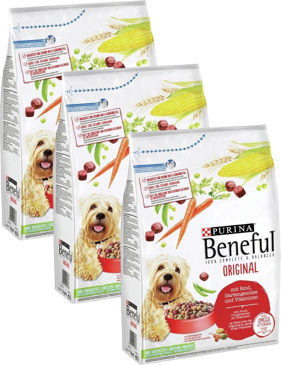 Beneful Original Groente&Rund - Hondenvoer - 3 x 3 kg