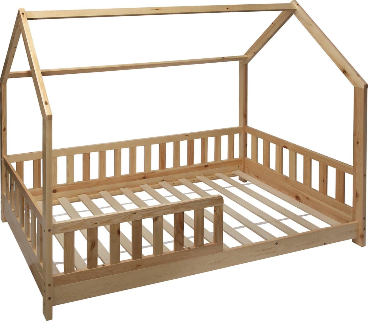 Kids kinderbed hut - 90 x 190 cm - Bed - Tentbed met bodem - Met beschermrand