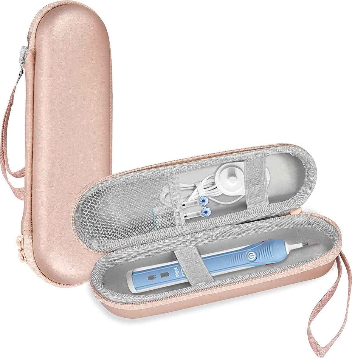 Bellamar™ Hoes voor Oral-B tandenborstel harde koffer Philips elektrische tandenborstel Eva reisetui draagtas, elektrische tandenborstelhouder houder reiscase – roségoud
