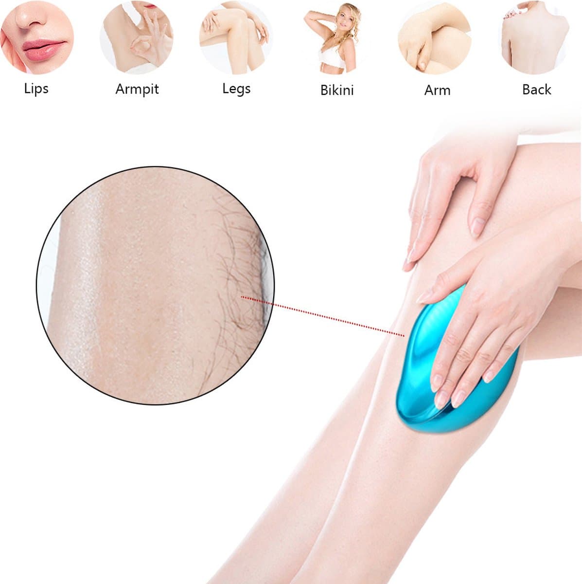 Crystal Hair Remover - Glas scheermes - Tiktok trend - Pijnloos Magic Epilator - Glas Scheerapparaat voor Veilige en Eenvoudige Ontharing - Geschikt voor Benen, Armen, Rug en Lichaam - Beauty Scheerapparaat