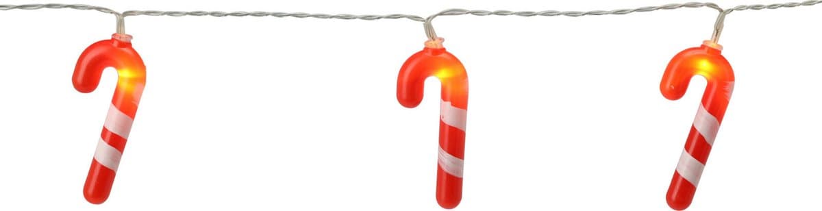 Christmas Decoration kerst lichtsnoer - 2x - zuurstokken -135 cm - batterij