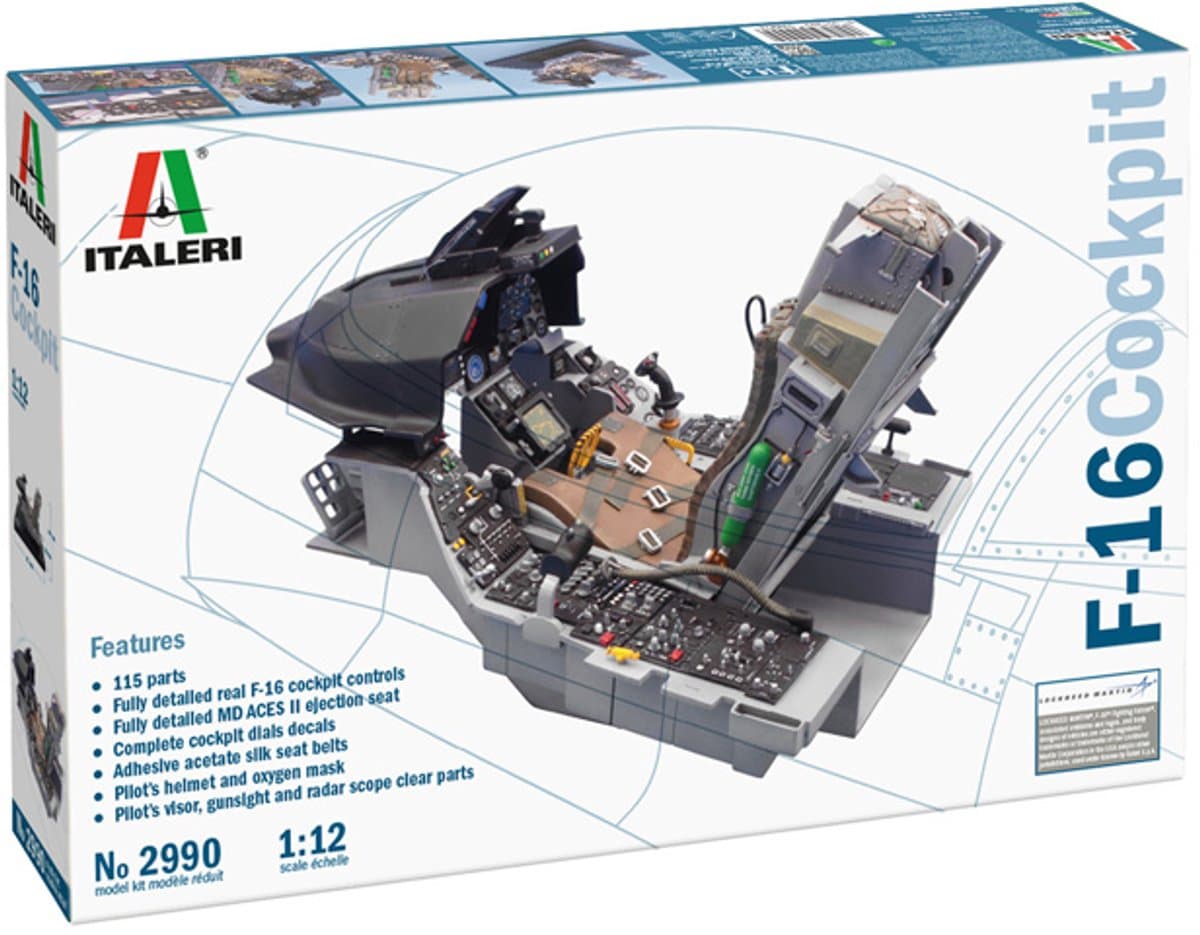 Italeri Modelbouwpakket Vliegtuigen - 2990 F-16 Cockpit Plastic - 1:12 - Modelbouw