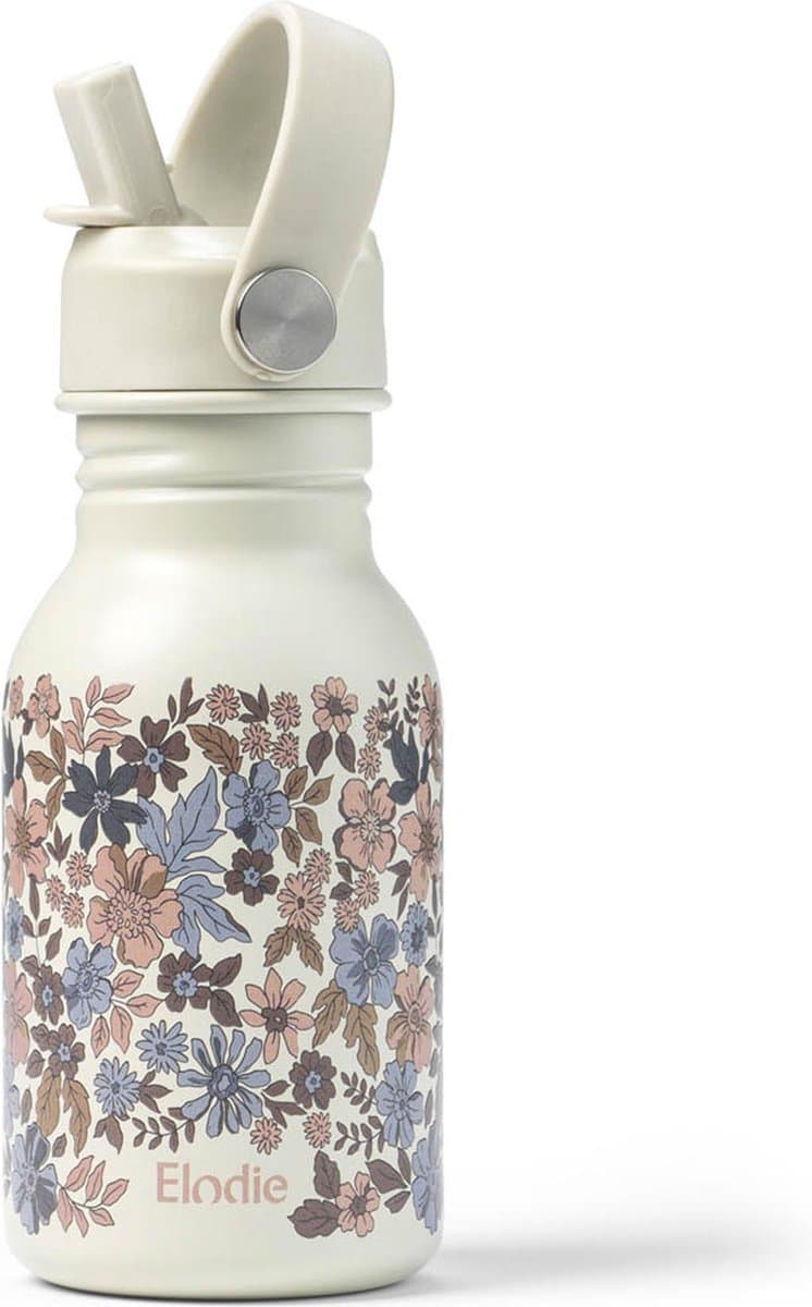 Elodie Water Bottle - Waterfles kinderen - Drinkfles met rietje - Drinkbeker - rvs drinkfles 350ml - Blue Garden