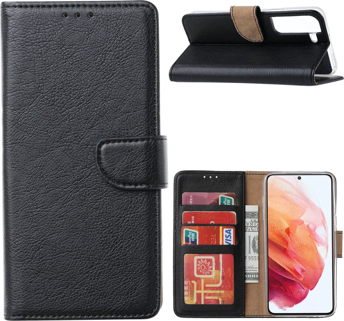 Cityhoesje-Bookcase geschikt voor Samsung S22 Plus Pasjeshouder