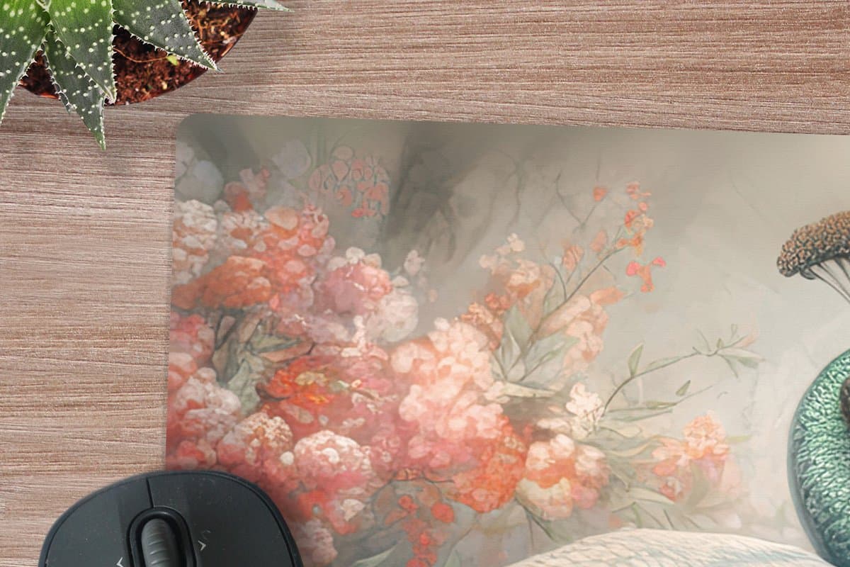 Muismat XXL 120x80 cm - Bureau onderlegger - Bureau mat Pauwen - Pauwenveren - Vogels - Bloemen - Natuur - Bureaumat - Gaming mousepad xl - Bureaulegger groot - Computer deskmat