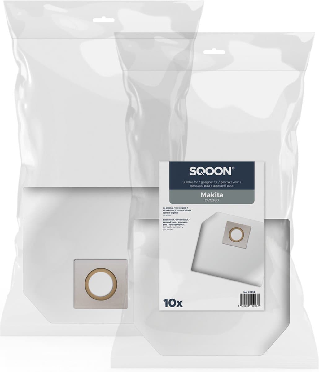 SQOON® Stofzuigerzakken Geschikt voor Makita DVC260 - 10 Stuks