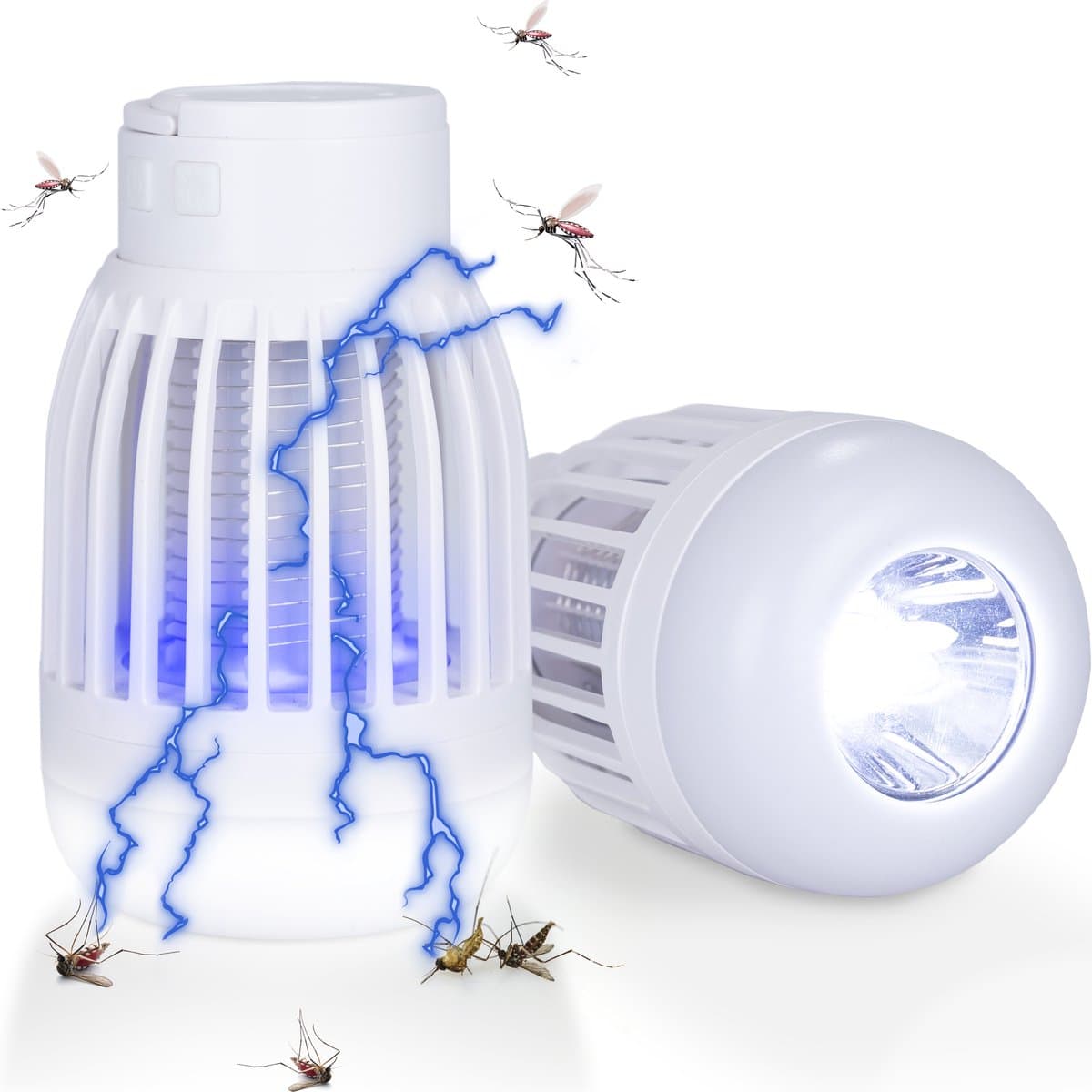 Muggenlamp 3-in-1 - Campinglamp - Insectenlamp - Zaklamp - Tentlamp - Kampeerlamp - Vliegenvanger - Kamperen & Outdoor - LED Licht - Draadloos & Oplaadbaar - Lantaarn voor Binnen en Buiten - Mottenval - Camping Spullen - Reisaccessoires - Silvergear