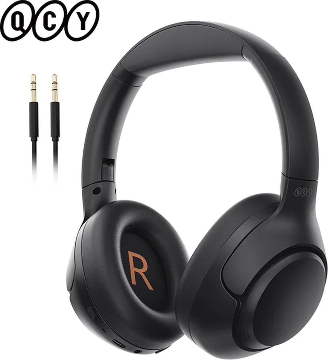 QCY koptelefoon - Koptelefoons - Kinderen - Volwassenen - Bluetooth - Draadloos - Noise cancelling - Zwarte koptelefoon - Zwart