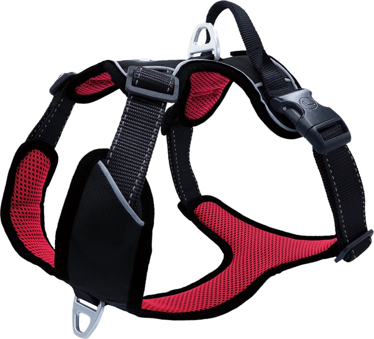 Petlando Hondenharnas Outdoor Rood&Zwart - Hondentuig - L 68-82 Cm