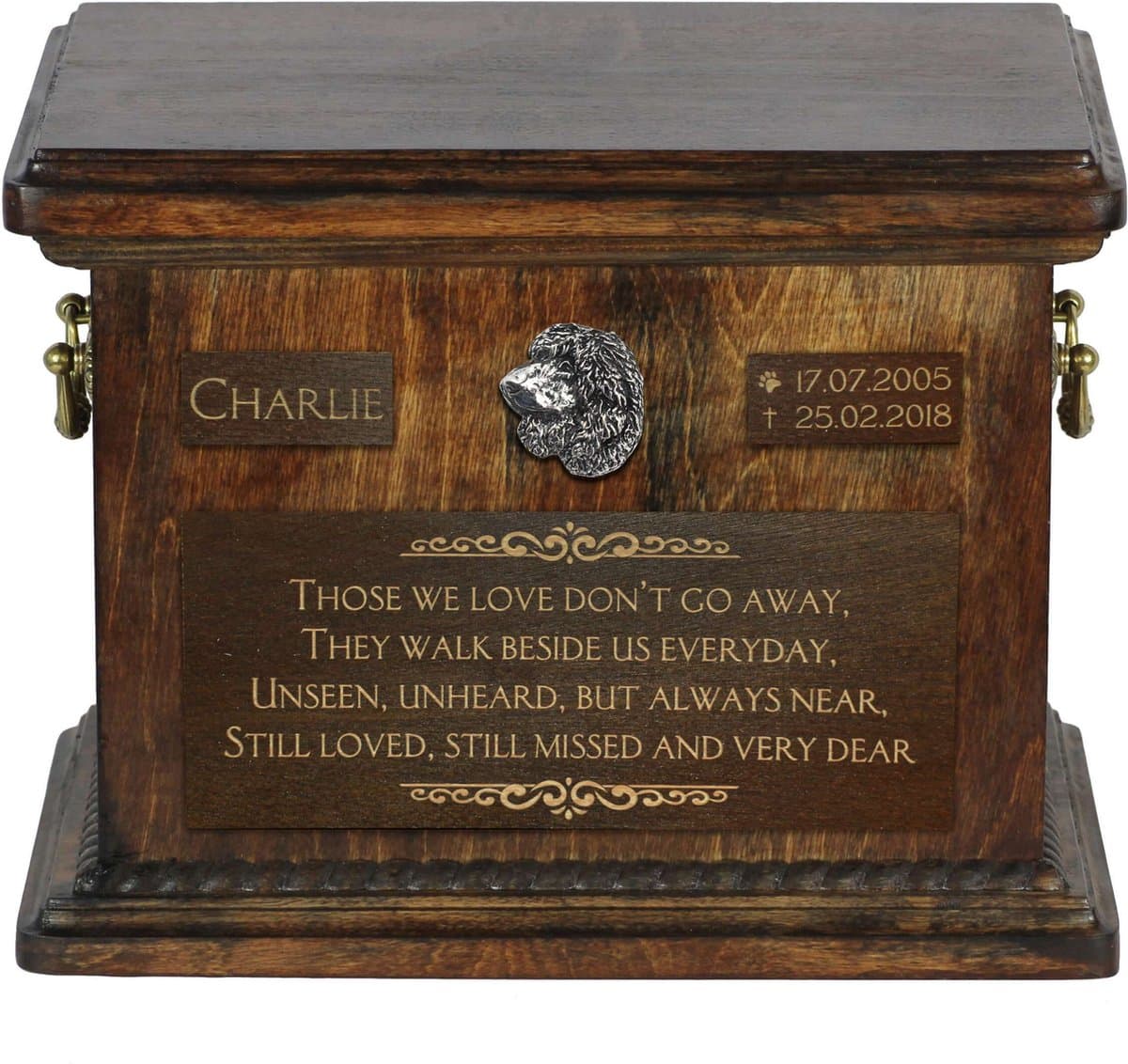 Irish Water Spaniel, Whiptail, Shannon Spaniel – urn for dog ashes, personalized urn with engraving, commemorative box for dog ashes by Art-Dog brand