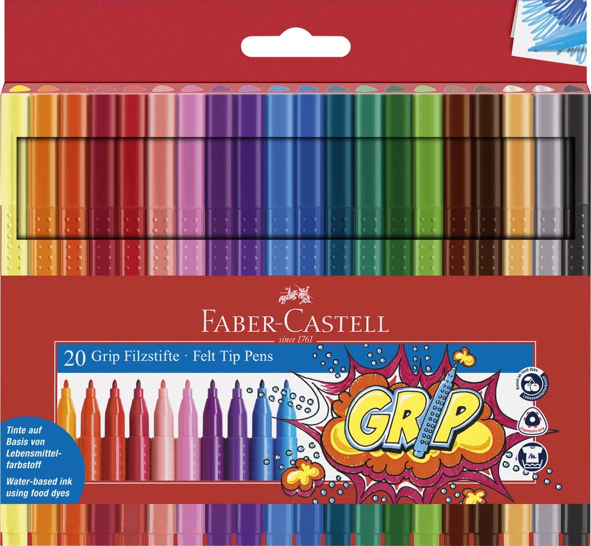 Faber-Castell Grip kleurviltstiften set - 20 diverse kleuren