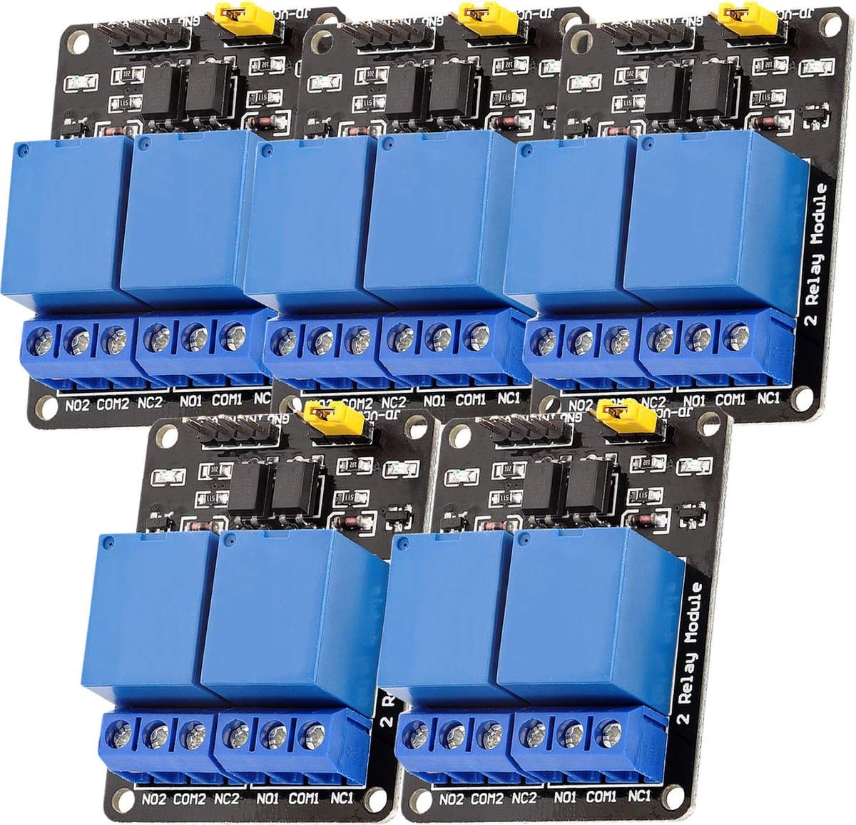 AZDelivery 5 x 2-Relay Module 5V met Optocoupler Low-Level-Trigger compatibel met Arduino Inclusief E-Book!