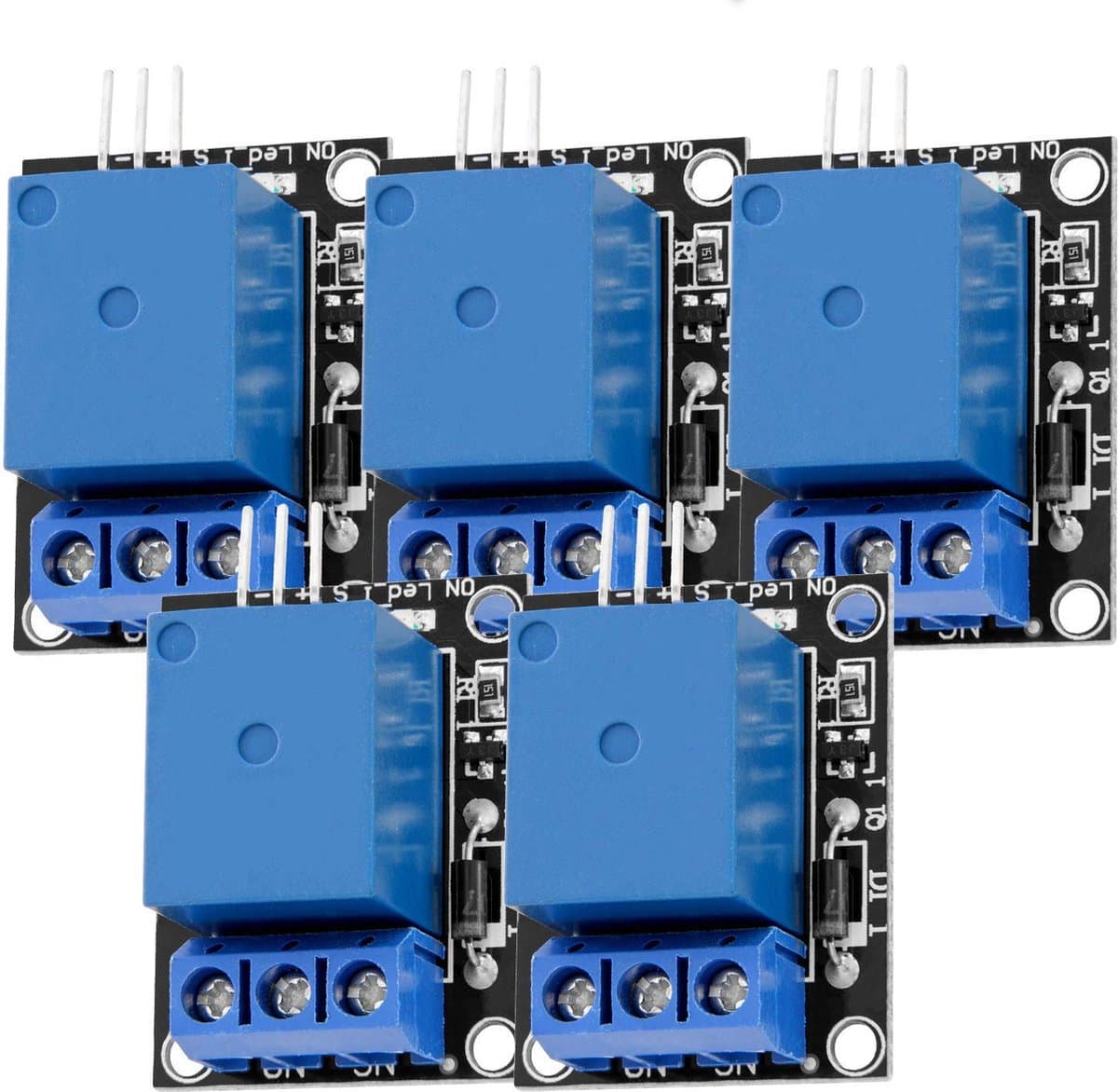 AZDelivery 5 x 1-relais 5V KY-019 Module High-Level-Trigger compatibel met Arduino inclusief E-Book!