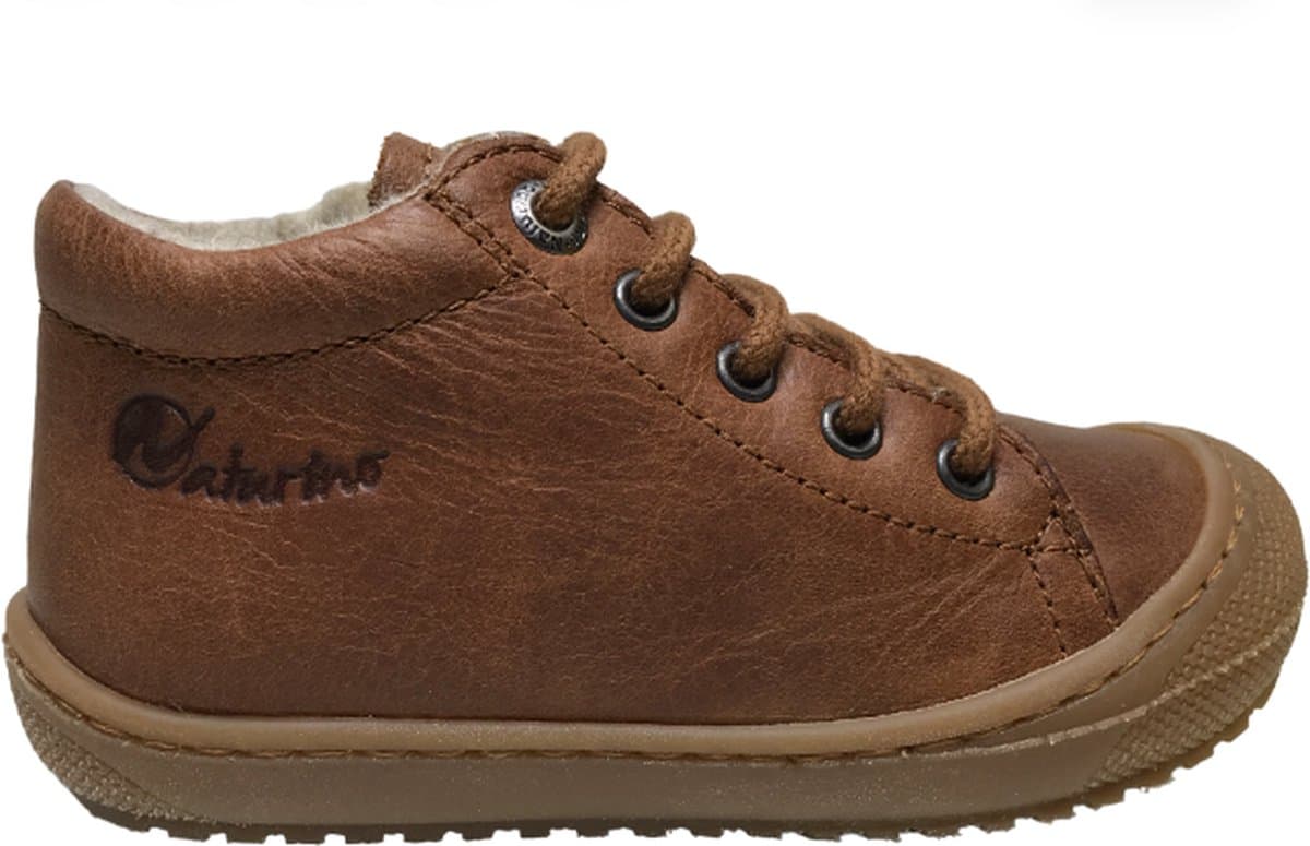 Naturino Racoon - mt 21 - bumper warme lederen veterschoenen - cognac