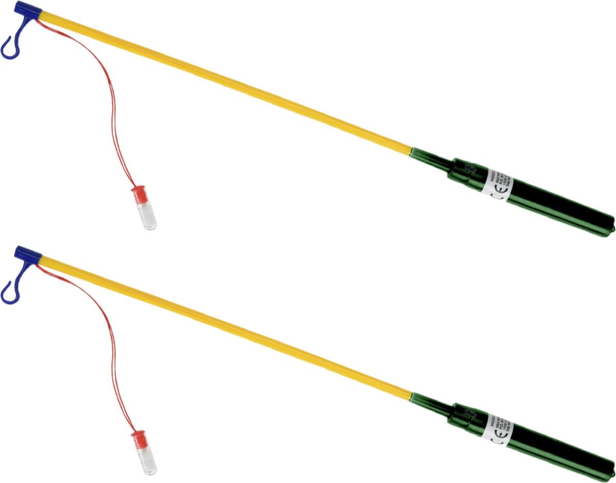 Tender Toys Lampionstokje - 2x - groen - met LED lichtje - 50 cm - Sint Maarten lopen - Lampionnentocht