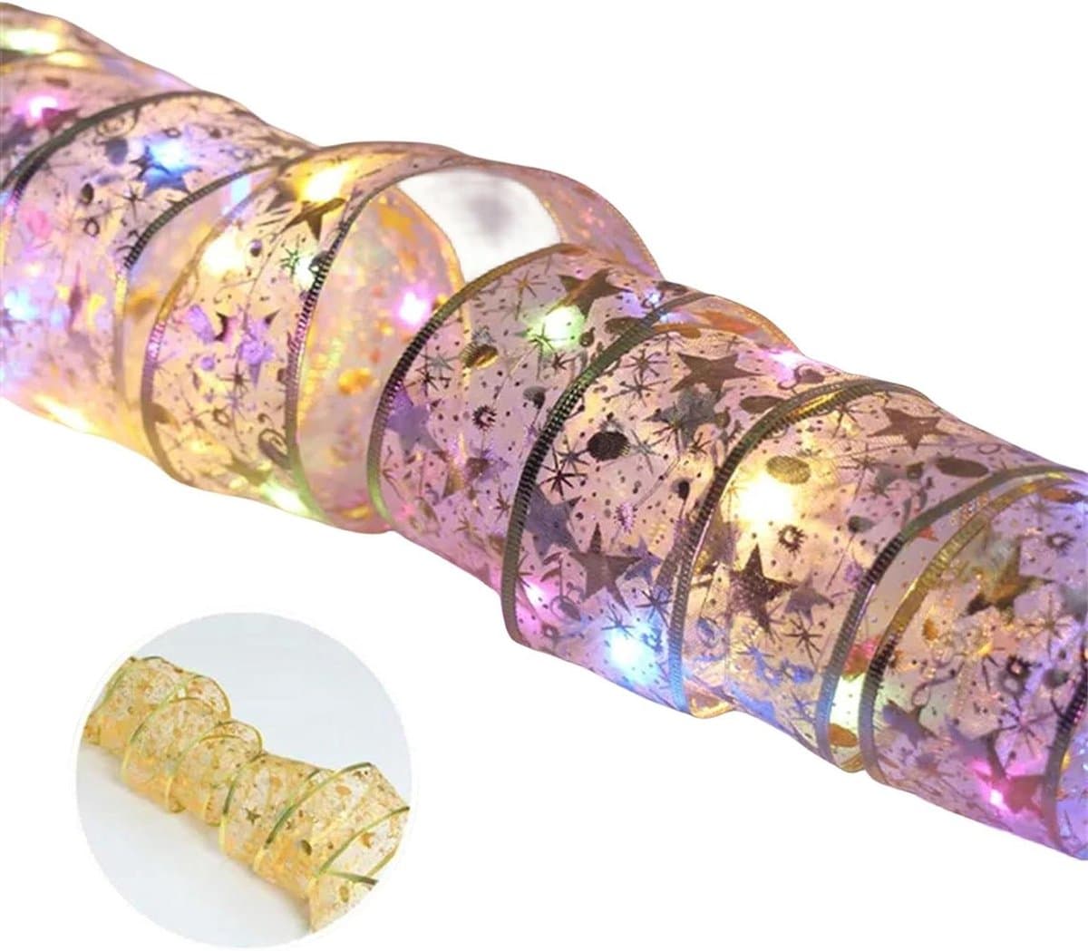 Lint met Lichtjes - Decoratieve Slinger - Feestelijke Decoratie - Duurzaam Mesh Materiaal - 5 Meter - Goud