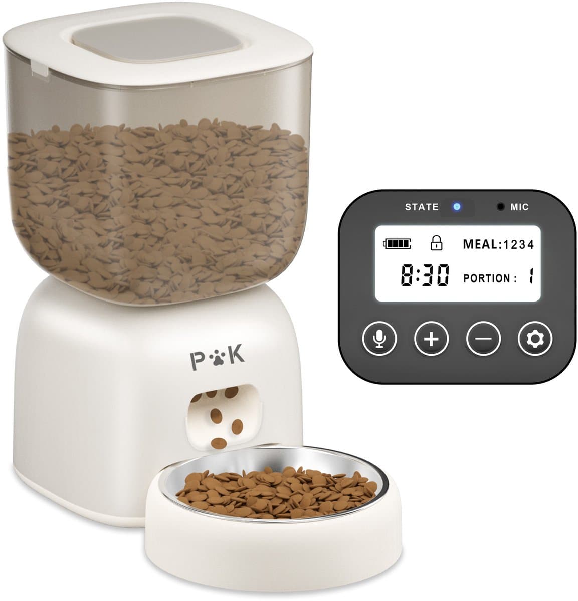 Balimo Automatische Voerbak Kat - 3L - Voerautomaat Kat Hond - Voerautomaat Hond - Voerbak - Voerautomaat dispenser - Wit
