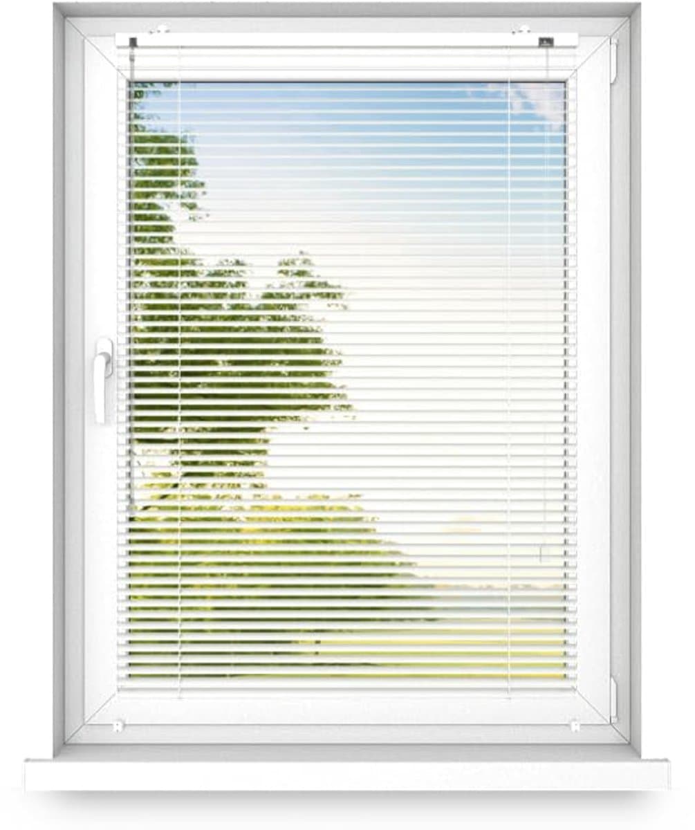 time4blinds - Binnenjaloezieën Zonder Boren - Aluminium Jaloezieën - Aluminium Rolgordijnen voor Woonkamer, Slaapkamer, Keuken, Kantoor - met Koordgeleiders - Wit Glans, Links, 1000x800