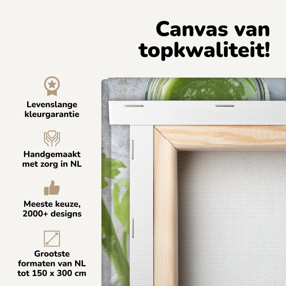 Canvas schilderij 40x20 cm - Wanddecoratie Frisse groene selderij tegen een grijze ondergrond - Muurdecoratie woonkamer - Slaapkamer decoratie - Kamer accessoires - Schilderijen op canvas