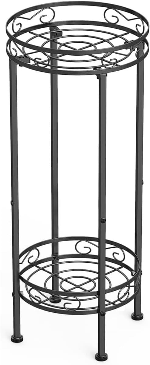 AHD® Plantenrek Buiten - Plantenrek Metaal - Plantentrap Voor Buiten - Plantenrek Tuin - Zwart - 29cm x 29cm x 71cm
