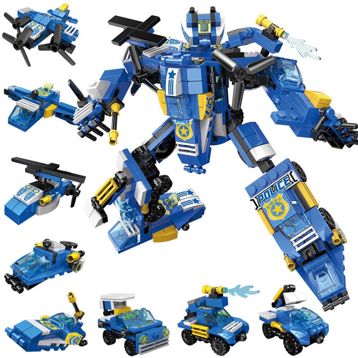 Ultiluxe® Bouwset Robot - 8 stuks - Bouwpakket voor Kinderen - Constructie speelgoed set - Voertuigen voor Jongens - Blauw