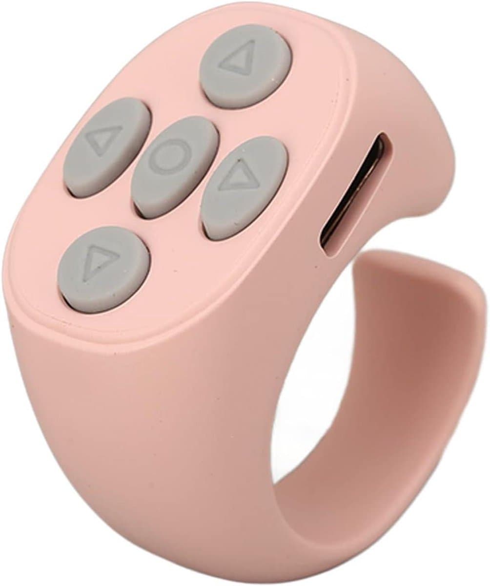 Smart Ring Afstandsbediening - Pagina Turner Controller - Video Scrollen - Bluetooth 5.3 Connectiviteit - 10 Meter Bereik - Roze