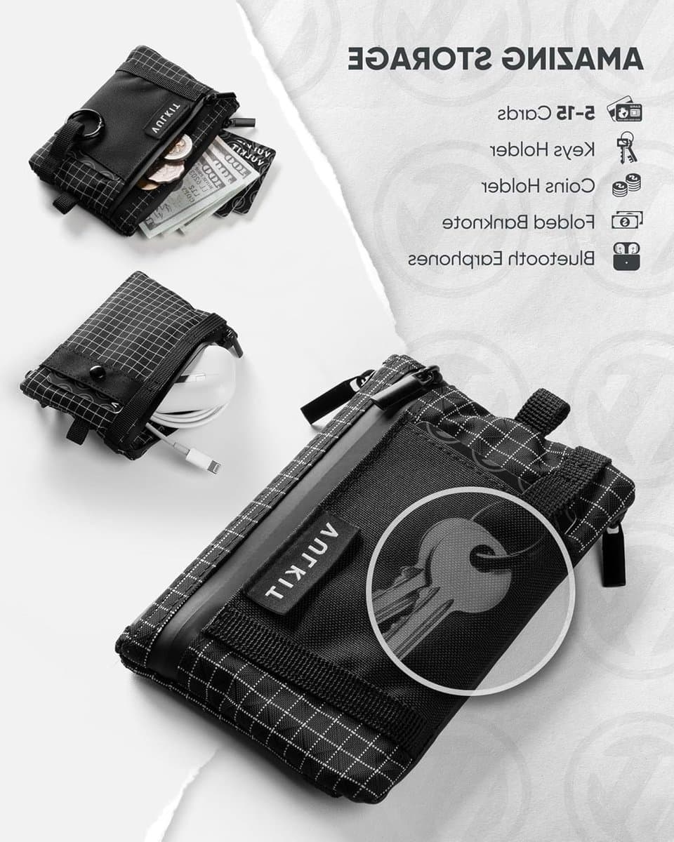 Stijlvolle en praktische herenportemonnee met lanyard, RFID-bescherming en ritsvak voor munten, zwart