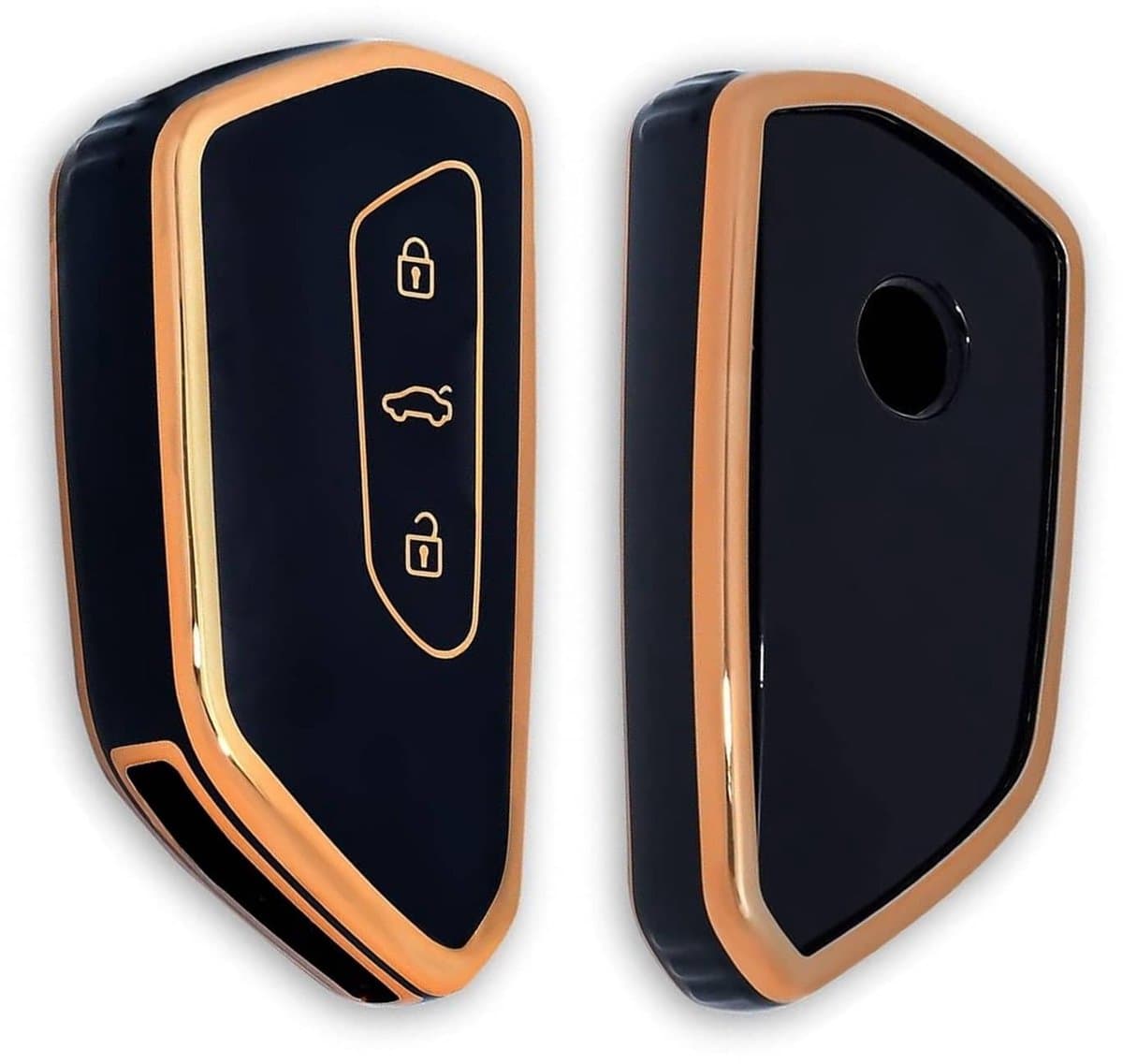 Autosleutel Hoesje geschikt voor Skoda - Sleutelcover - TPU Cover Sleutelhoes - Accessoires - goud