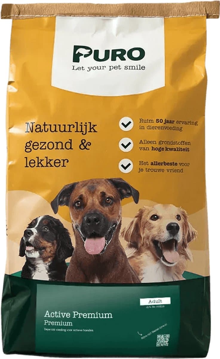 Puro Premium - Active - Hondenvoer - 15 kg