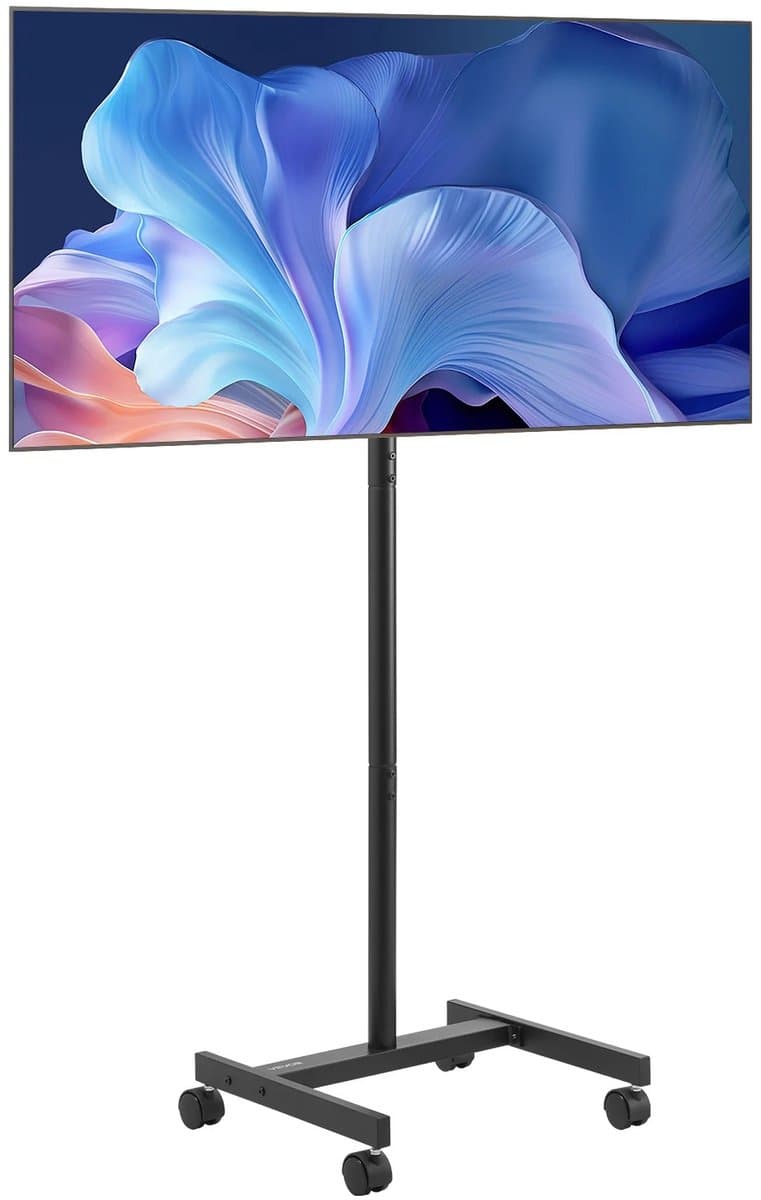 NordHaus Verrijdbare TV Standaard - Mobiele TV Vloerstandaard - TV Kar Met Wielen - 90° Draaibaar - 43,18-139,7 cm TV